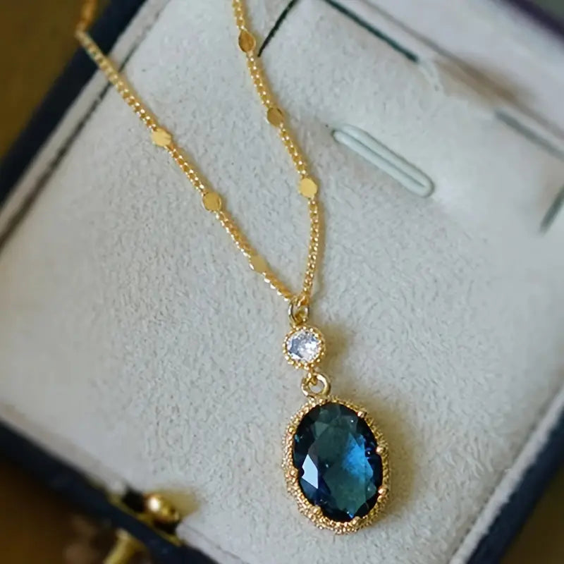 Oval Sapphire Gold Necklace