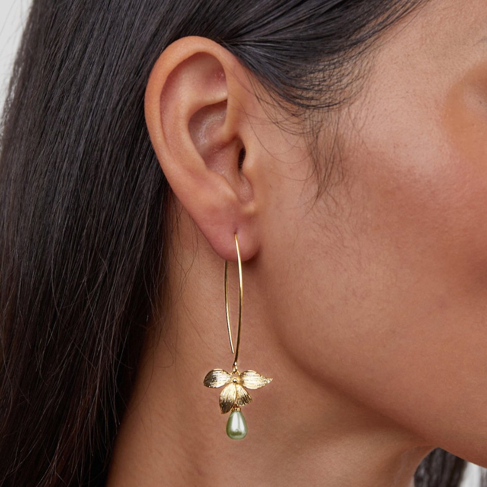 Jade & Petal Drop Earrings
