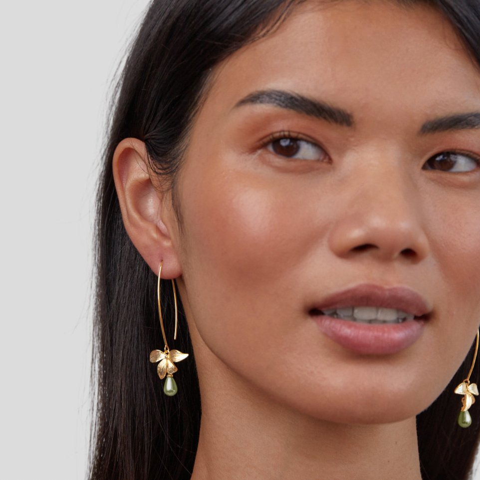 Jade & Petal Drop Earrings